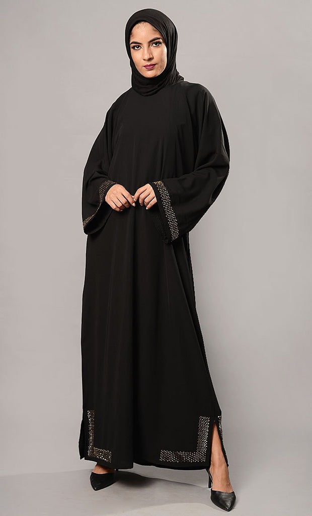Eastessence presents Beads embroidered bell sleeves abaya dress ...