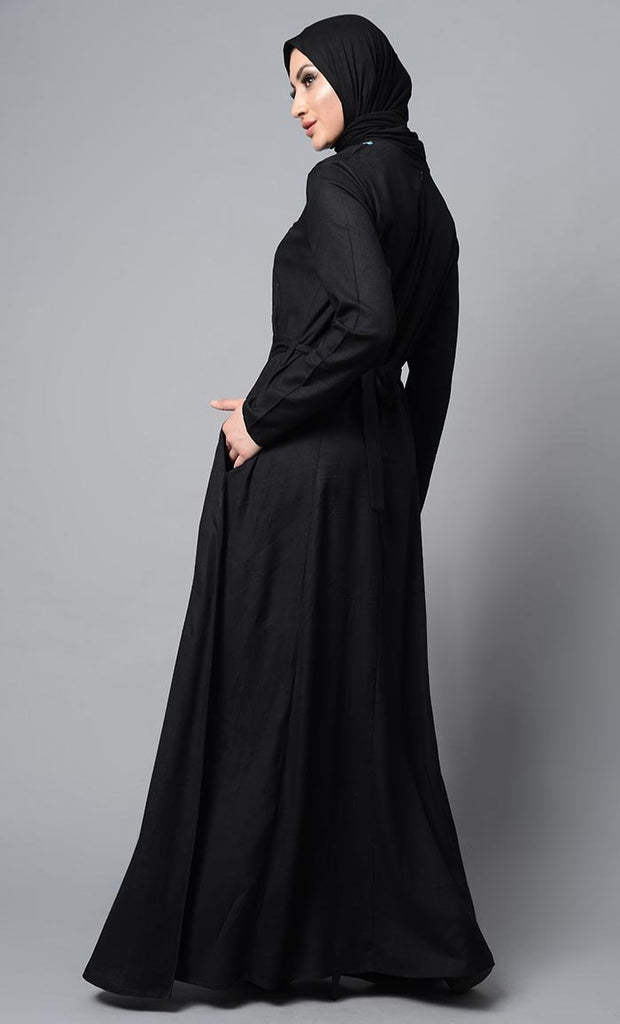 Beautiful Front Detailed Abaya Dress – EastEssence.com