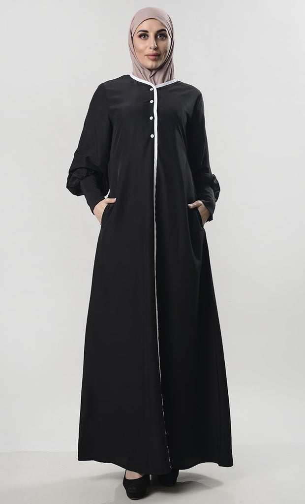 Contrast Taping Chic Everyday Abaya – EastEssence.com