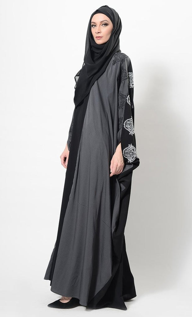 Eastessence presents Embroidered motifs kimono sleeves abaya dress and ...