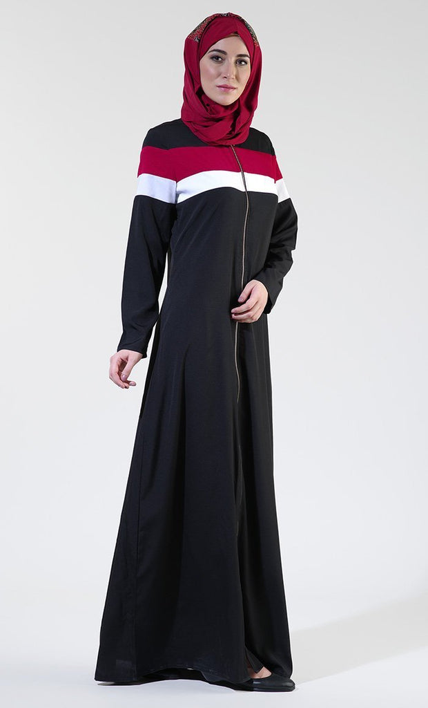 black open front abaya