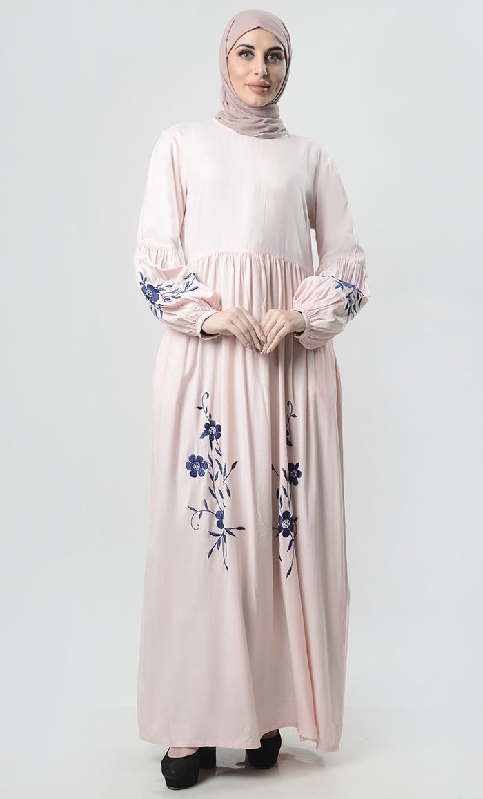 

Front With Thread Embroidery Rayon Abaya