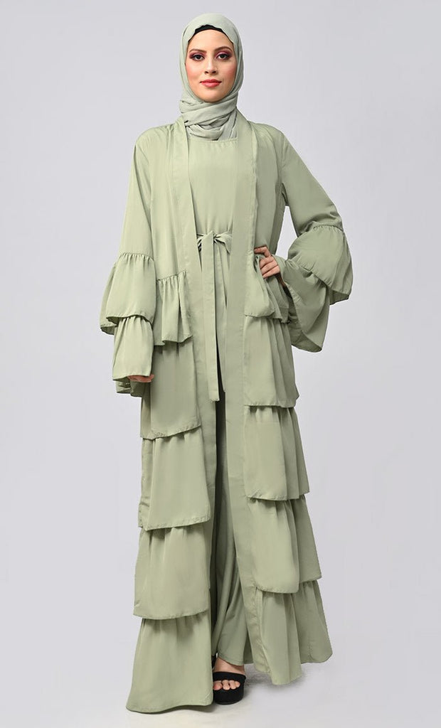 Graceful Layers: The Tiered Abaya Dress with Inner Lining - saltykissesboutique.com