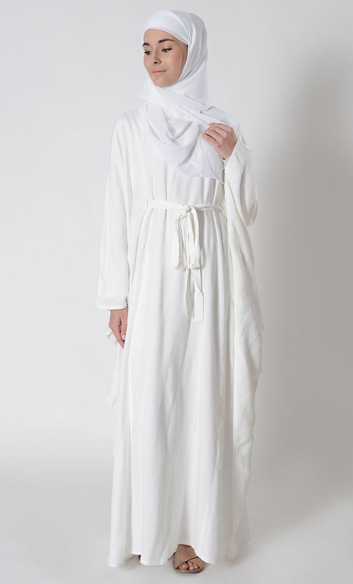 white abaya for umrah