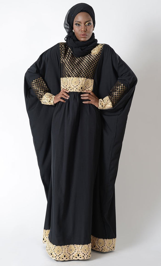 Lace Trim Eid Kaftan  Hijab 