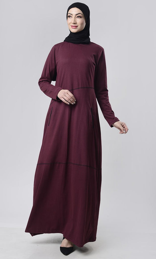Cape Jilbab Dress - Maroon – EastEssence.com