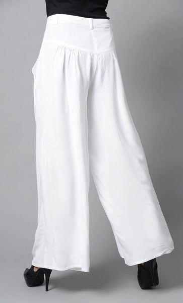 Super Comfy Buttoned Parallel Pant-White