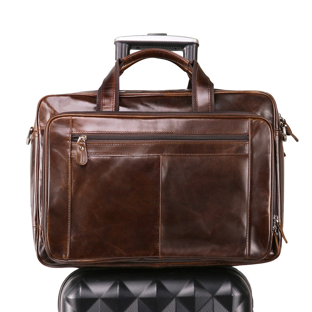 Luxury Business Travel Shoulder Messenger Bag Genuine Leather Computer ...