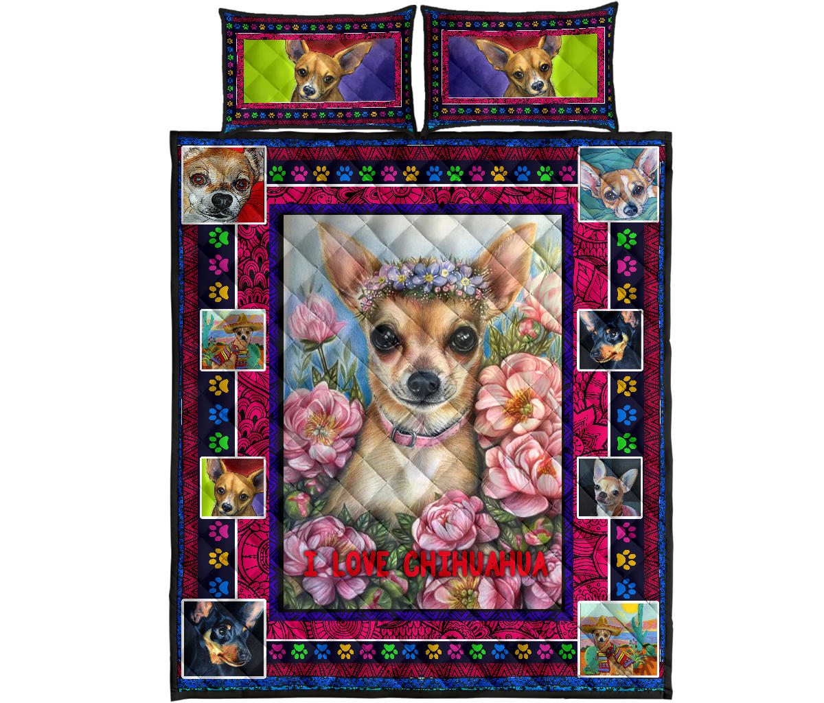 Ottedesign Chihuahua Quilt Bed Set U030619 Ottedesign Com