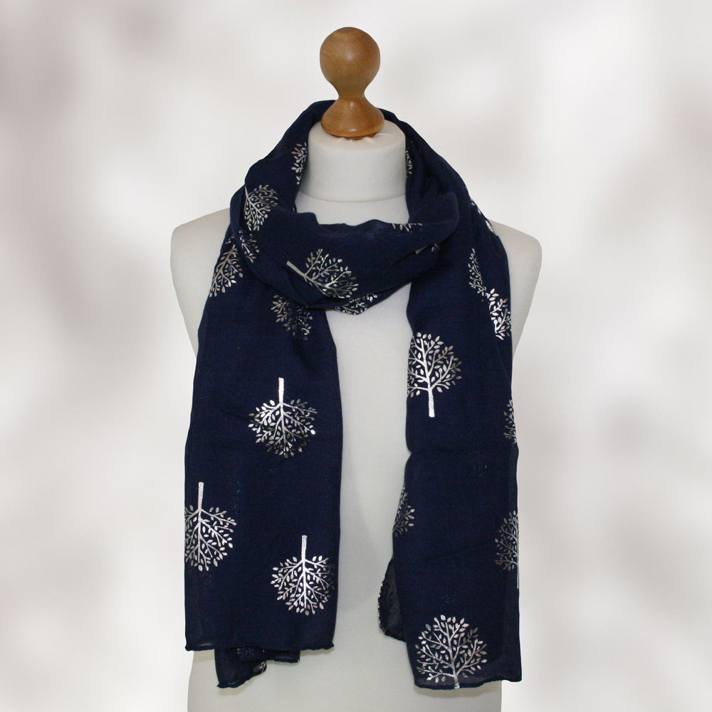 navy and silver scarf