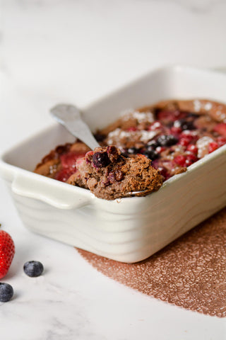 High Protein Chocolate & Red Berry Baked Oats