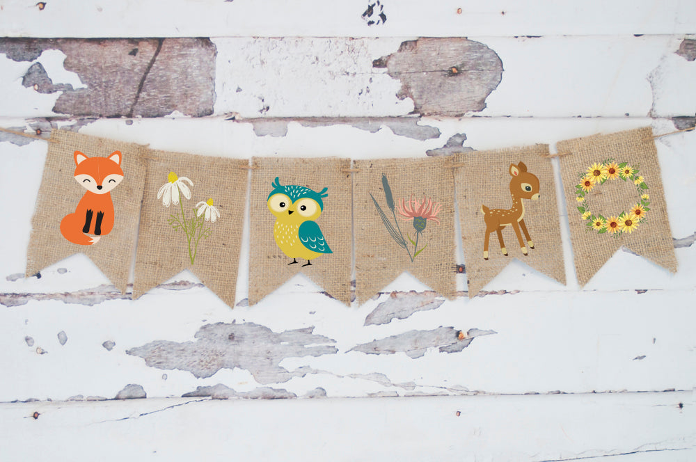 Woodland Baby Shower Decor, Cardstock Forest Animals Banner – Swanky ...