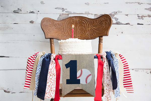 Baseball 1st Birthday Highchair Banner – Swanky Party Box