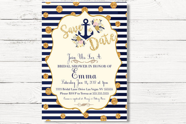 Nautical Bridal Shower Invitations – Swanky Party Box