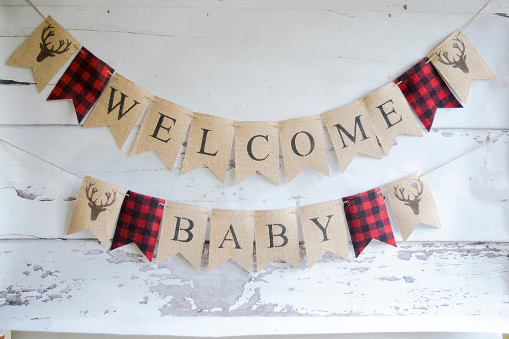 plaid baby shower decorations