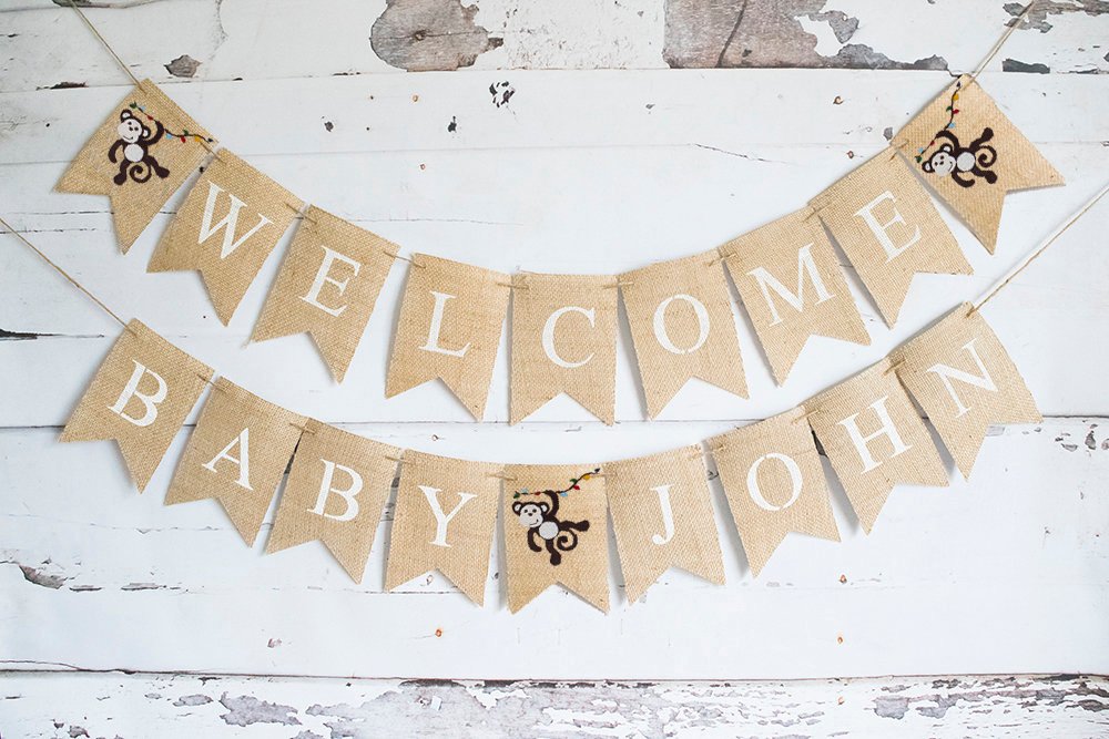 Monkey Baby Shower Decor Monkey Baby Shower Banner Welcome Baby Banner Monkey Shower Decorations B937 Banners Signs Paper Party Supplies Kromasol Com