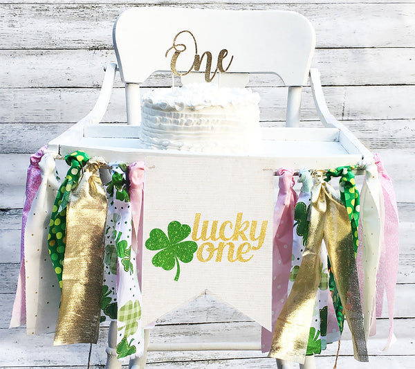  Pink St. Patrick's Day 1st Birthday Photo Banner for Girls  Shamrock 12 Month Glitter Banner Irish Clover Lucky One Cake Topper St.  Paddy's Day Birthday Party Decor Set with Green and