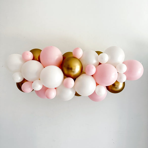 Gold & White Party Decor, Soft Neutral Balloon Garland, Balloon