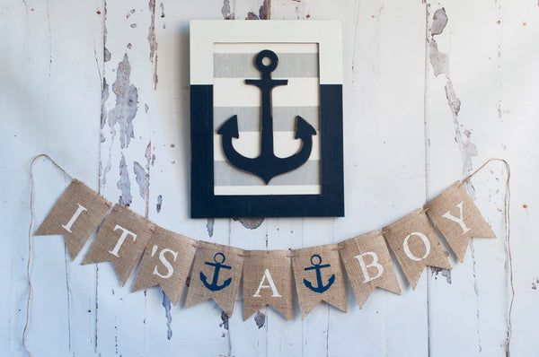 Nautical Baby Shower Decor, Baby Boy Banner – Swanky Party Box