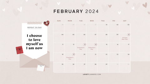 February Desktop Wallpaper 2024 - Lovet Planners