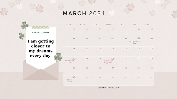 March Free Wallpaper 2024 - Lovet Planners