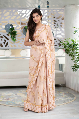 Peach Saree