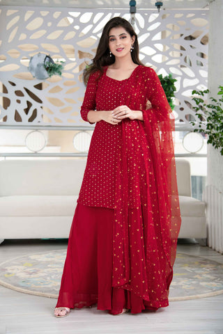 Red Sharara Suit
