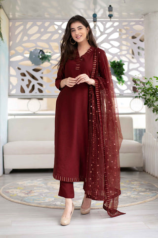 Red Straight Salwar Suit