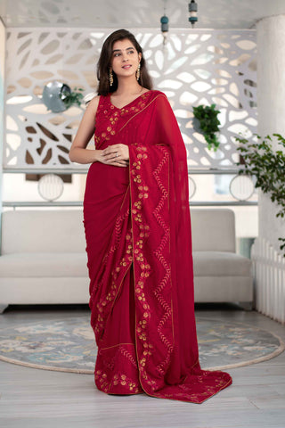 Maroon Saree