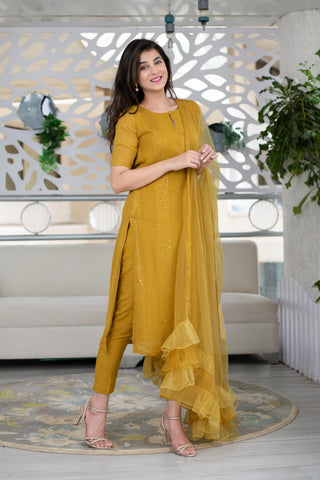 Yellow Straight Salwar Suit