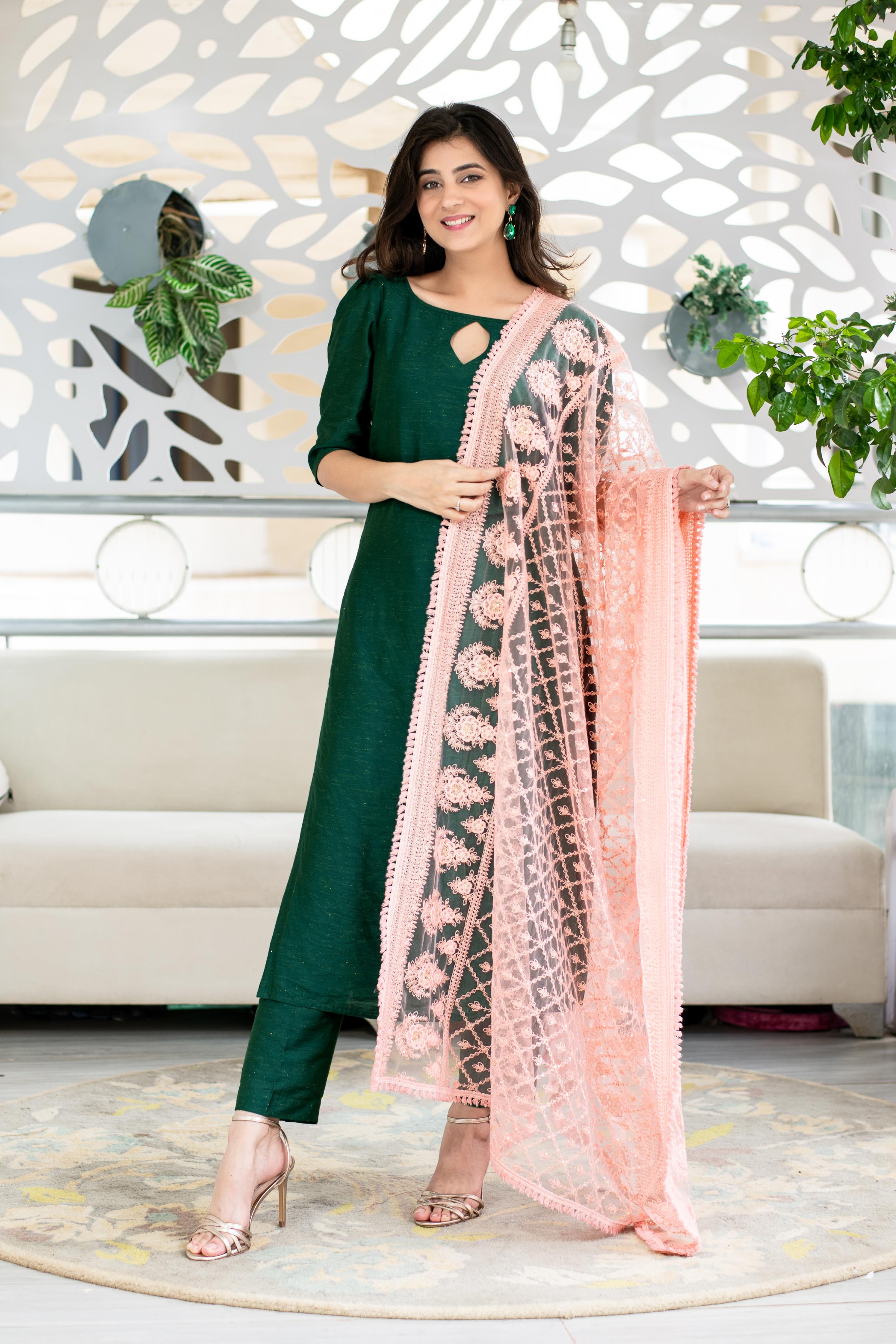 Rama Green Kurta With Heavy Dupatta - Label Shaurya Sanadhya product image