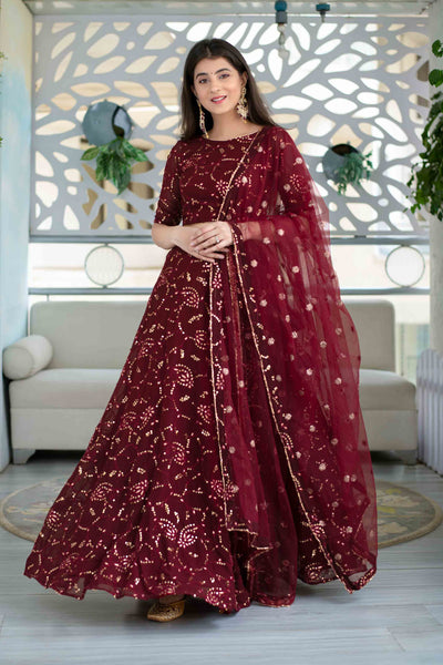 Buy MAROON LEHENGA online in India | Label Shaurya Sanadhya