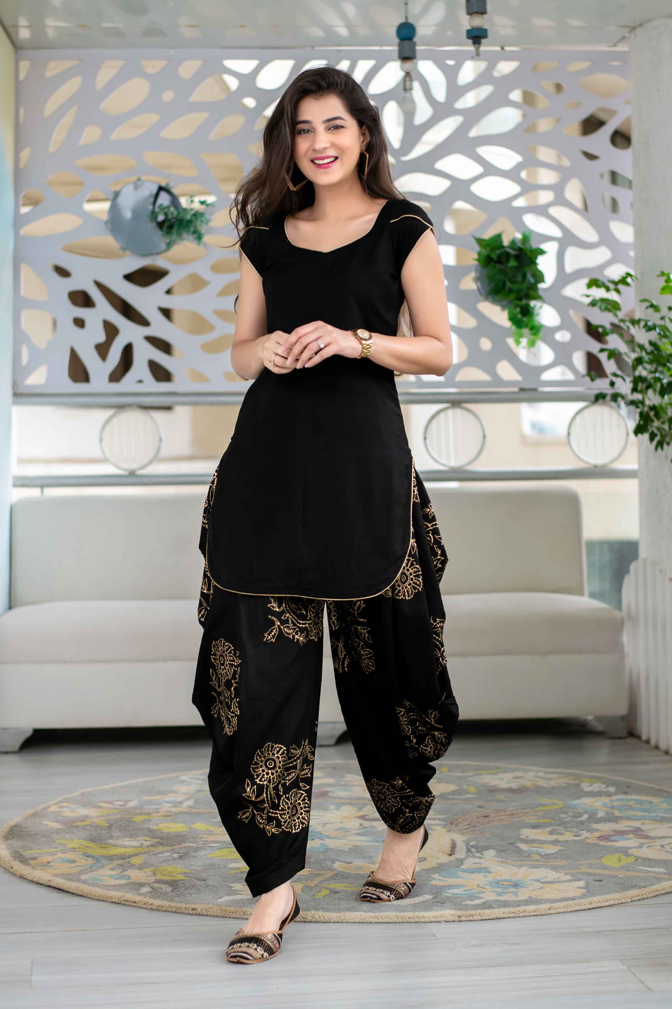 Black Patiala With Block Print - Label Shaurya Sanadhya product image