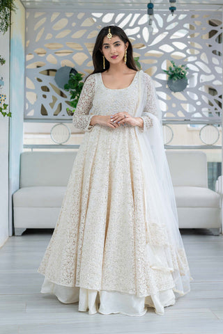 White Anarkali Suit