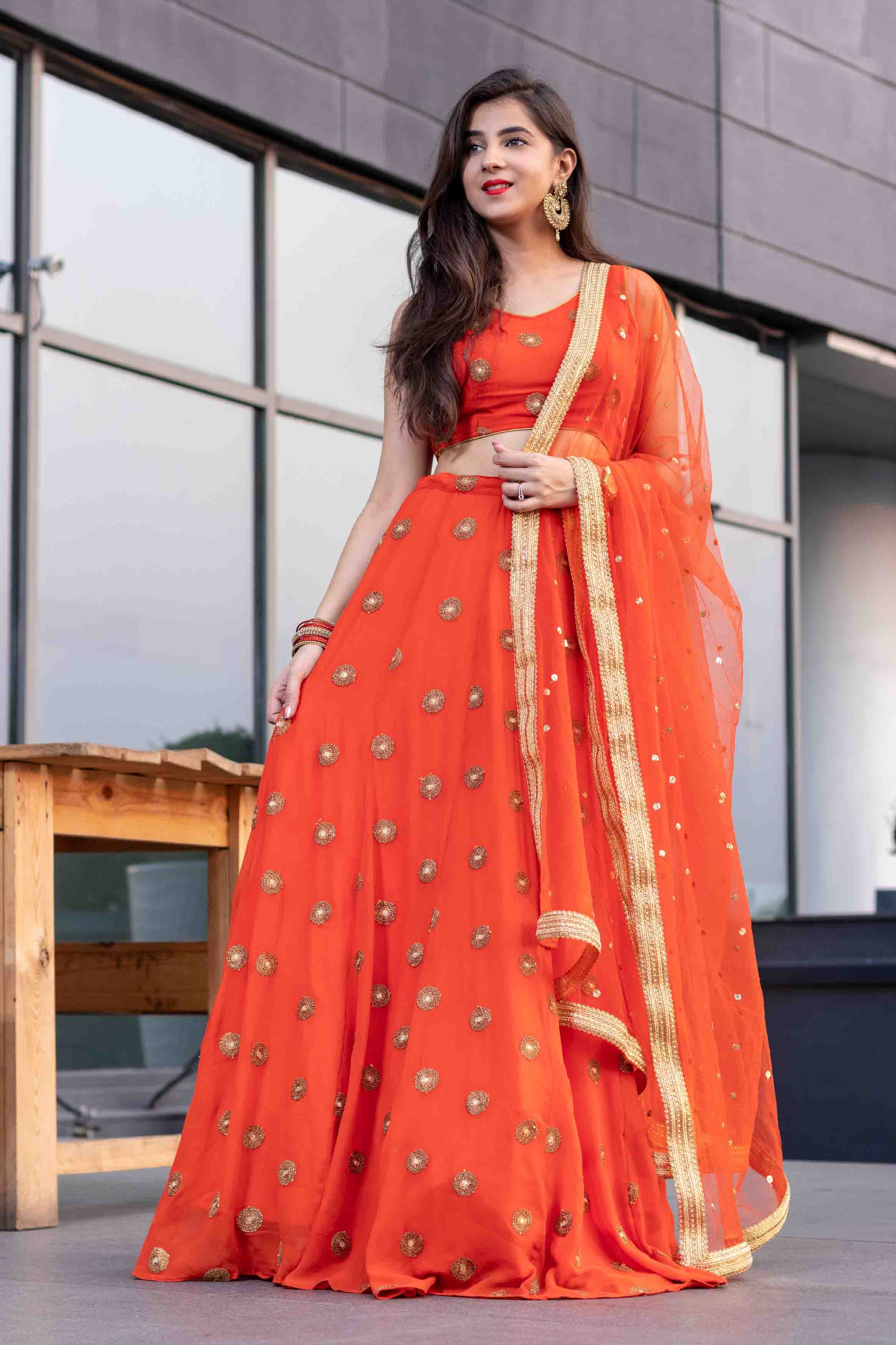 Lehenga Buy Bright Orange Lehenga Set Online In India Label Shaurya Sanadhya 