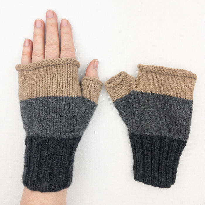 Lambskin + Cashmere Pop-top, Fingerless Gloves - The Birch Store