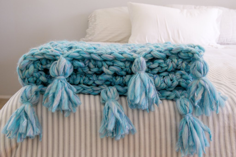 photo of chunky knit throw blanket