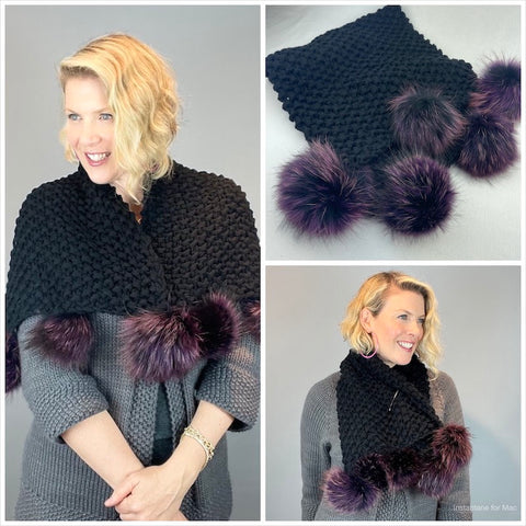Photo of woman in pompom scarf