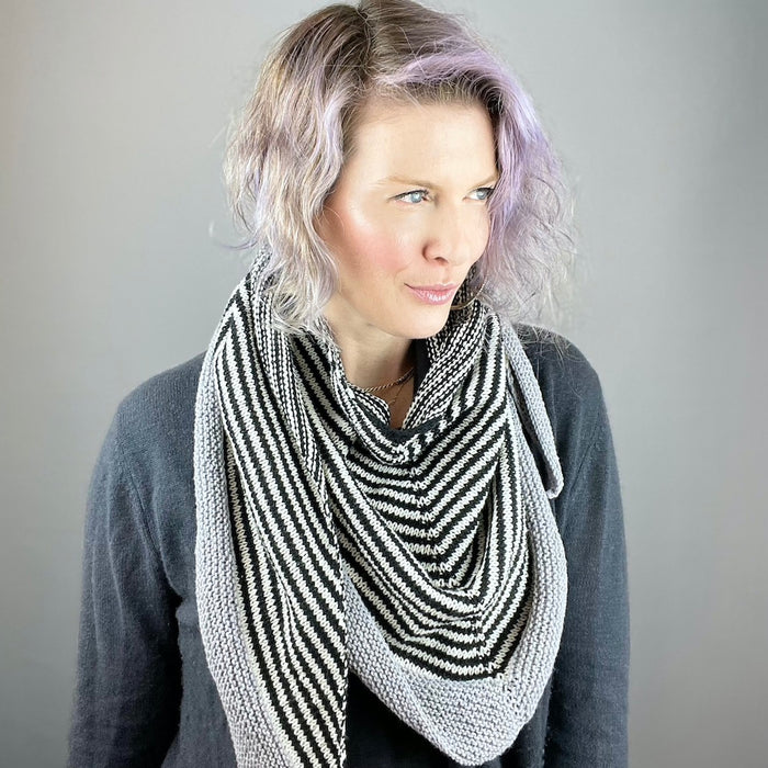 Off-Center Faded Shawlette Knitting Kit | Smooshy with Cashmere