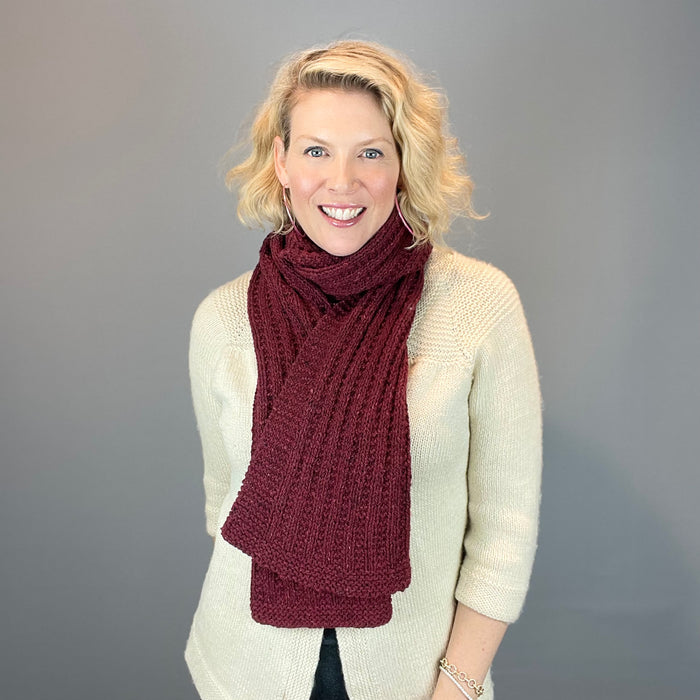 Magic Weave Scarf Knit Kit | One Big Happy Yarn Co. Luxe Kit - Ruby + Charcoal