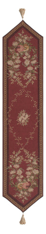 Aubusson Red French Tapestry Table Runner