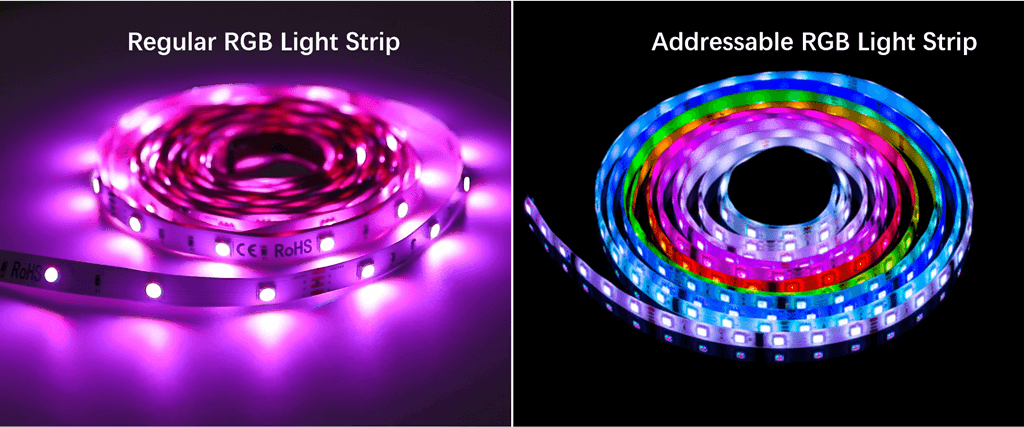 What is the difference between an addressable RGB strip and a regular RGB strip