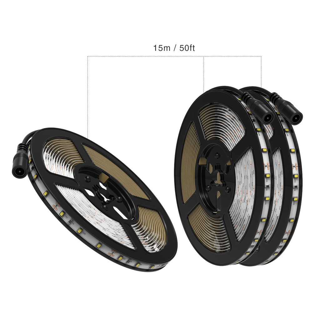 45° View: 49.2ft 6000K Waterproof Daylight White LED Light Strip from Onforu