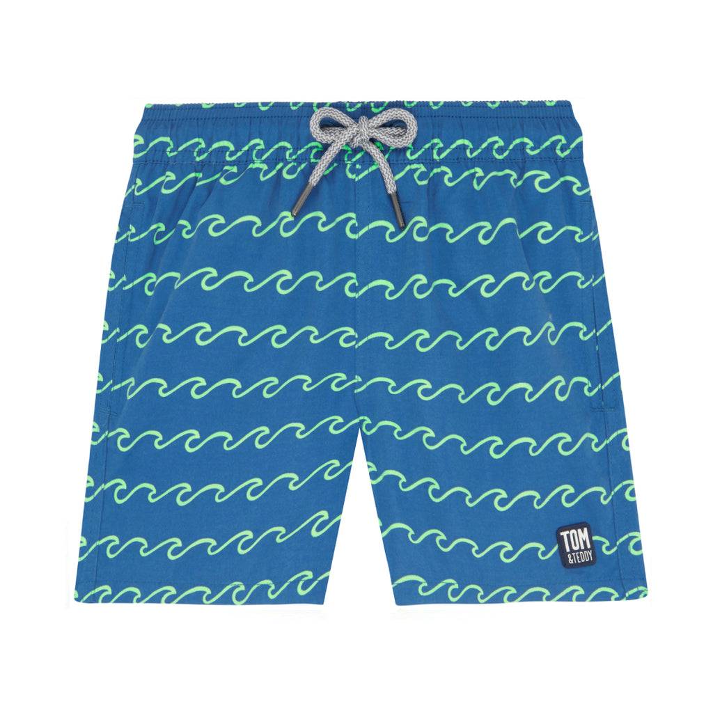 Boys' Swim Shorts, Aqua Green Birds