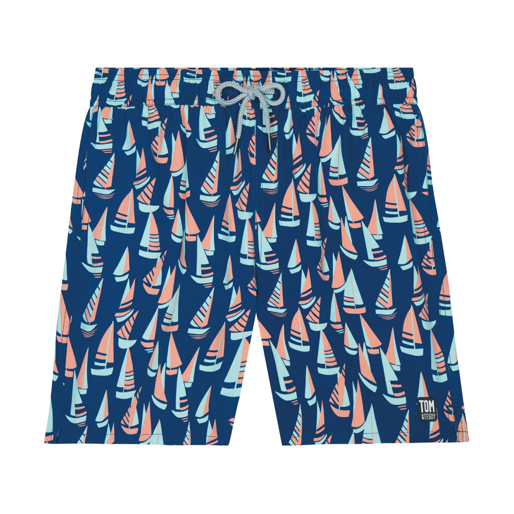 Tom & Teddy Marine Blue & Coral Boats - Blue - M