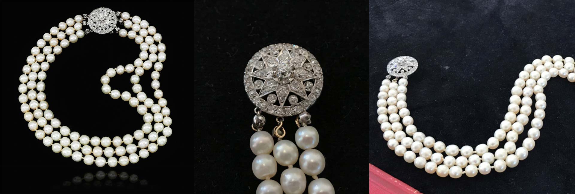 collier de perles naturelles et de diamants