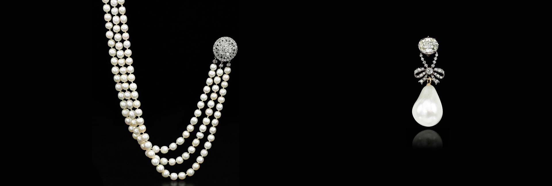 parure de perles et de diamants