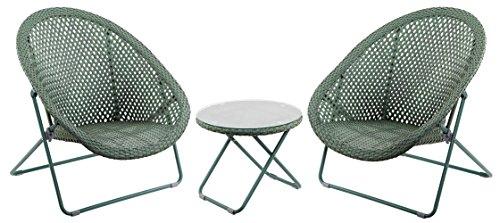 Faux Rattan Lounge Furniture Set In Forest Green Ideal For A Conserva