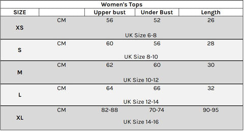 Gymflux Seamless Sports Bra size guides