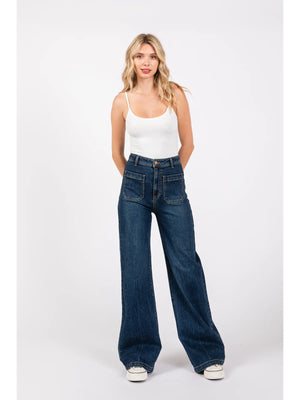 L.T.J. Patch Pocket Wide Leg Jeans - Emma Downtown